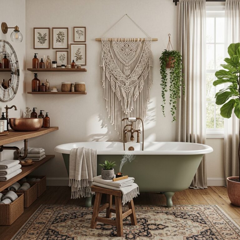 20 Boho Bathroom Decor Ideas That Create a Relaxed, Lived-In Space
