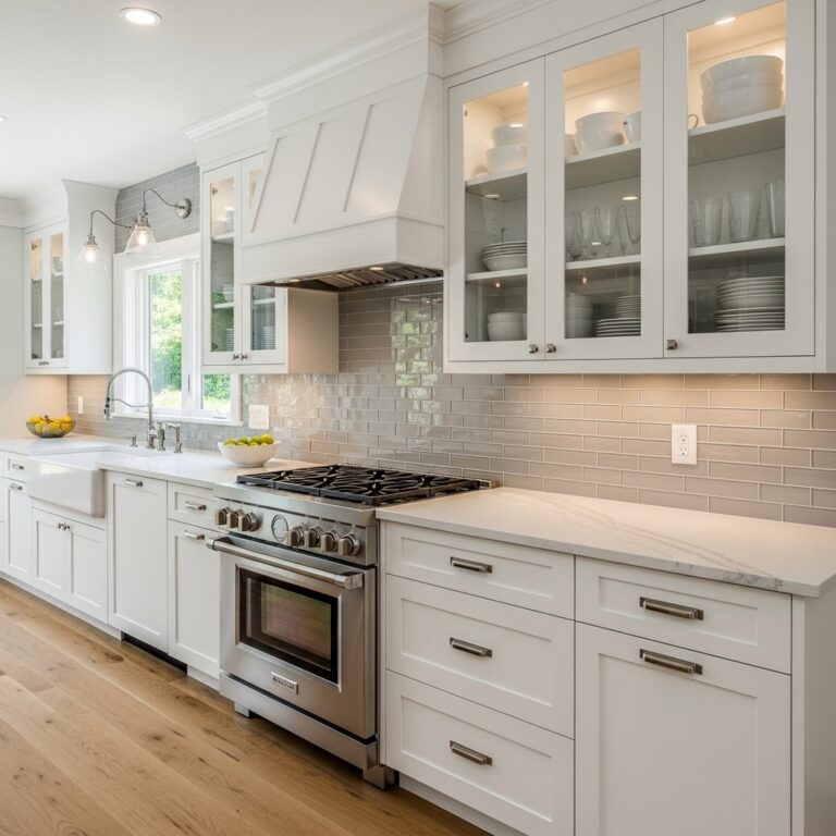 15 Kitchen Cabinets with Glass Doors on Top for a Bright & Elegant Kitchen Design