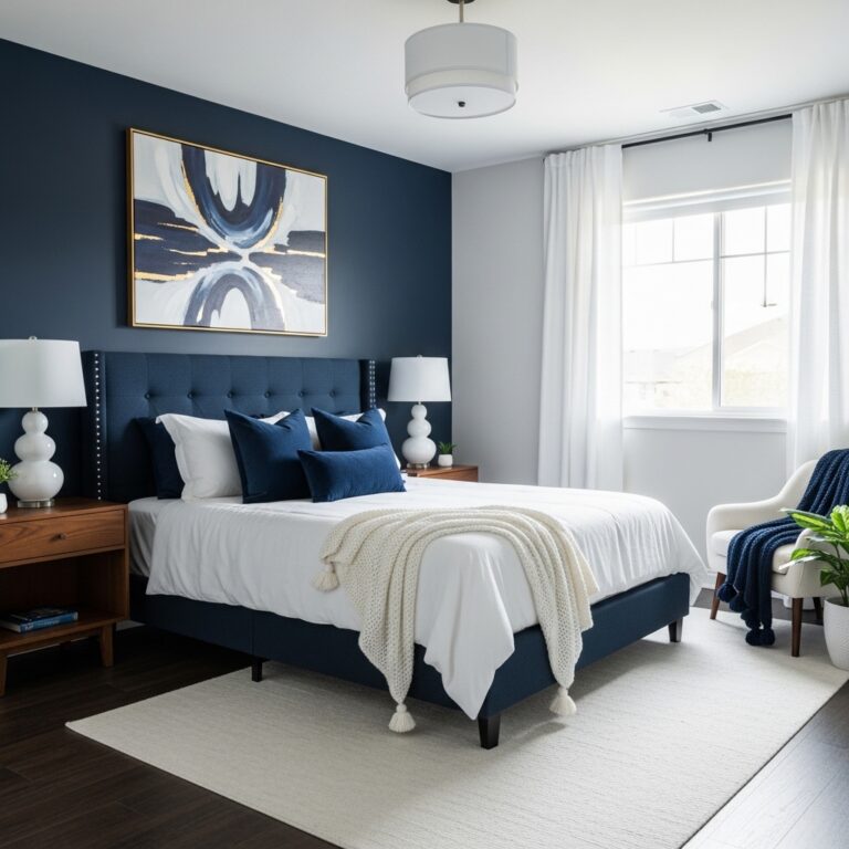 12 Gorgeous Navy Blue and White Bedroom Ideas for a Cozy and Elegant Space