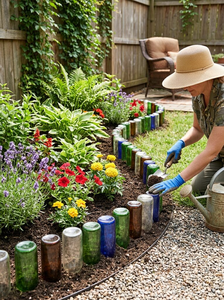1. Define Garden Borders with Recycled Materials