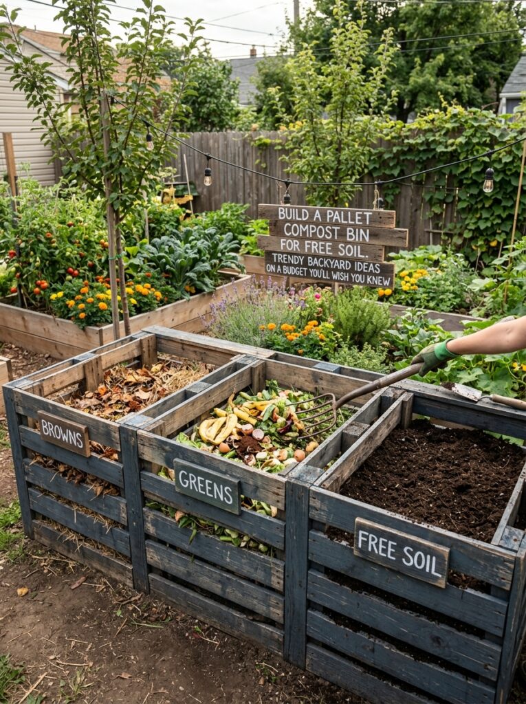 4. Build a Pallet Compost Bin for Free Soil