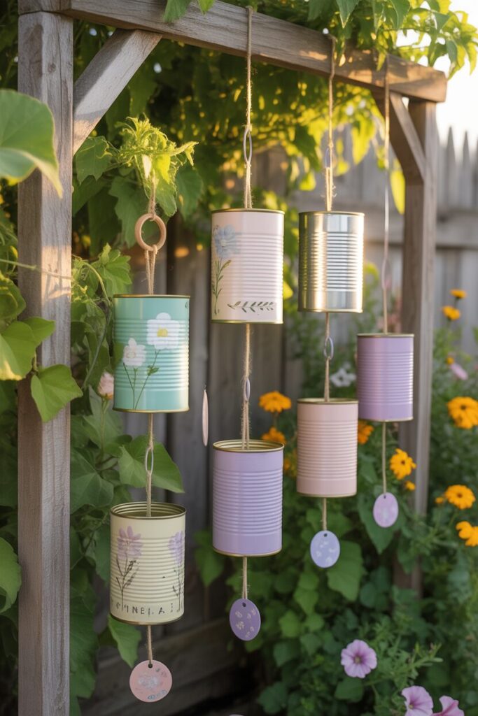 26. Make Tin Can Wind Chimes for Garden Music