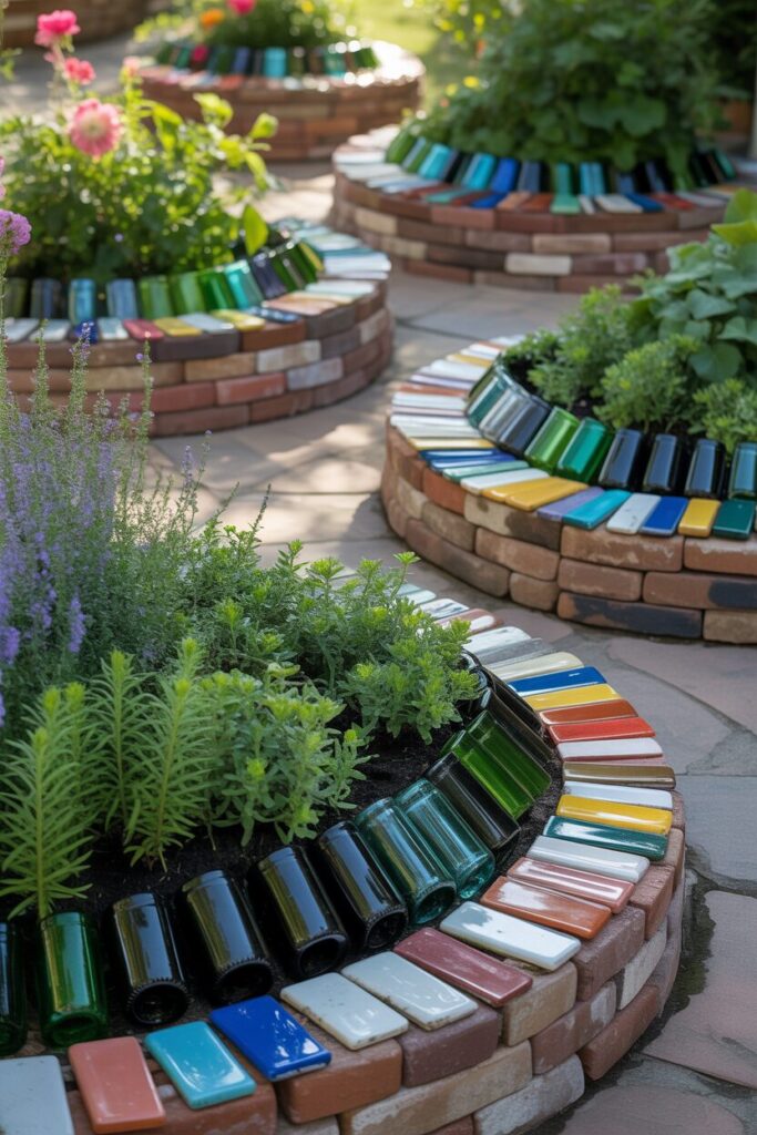 1. Define Garden Borders with Recycled Materials