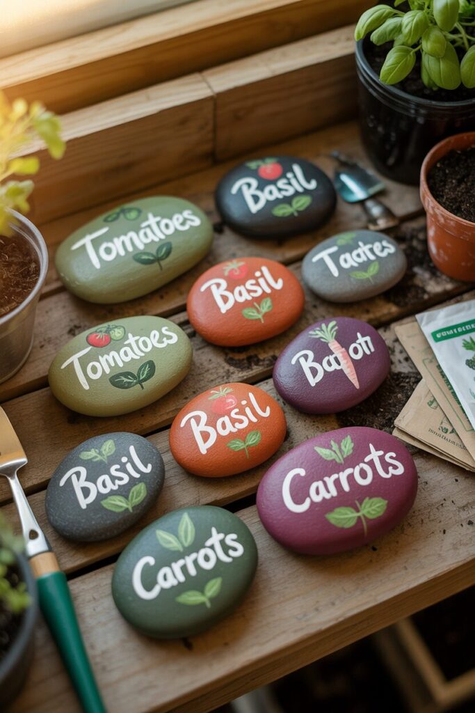 21. Paint Rocks for Garden Labels or Markers