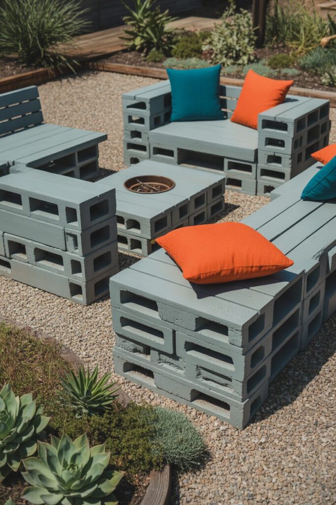 13. Use Cinder Blocks as Modular Seating