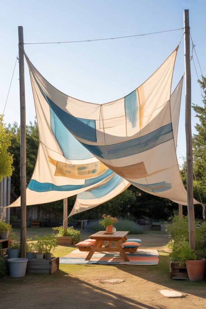 29. Hang a DIY Wind Sail for Shade and Art