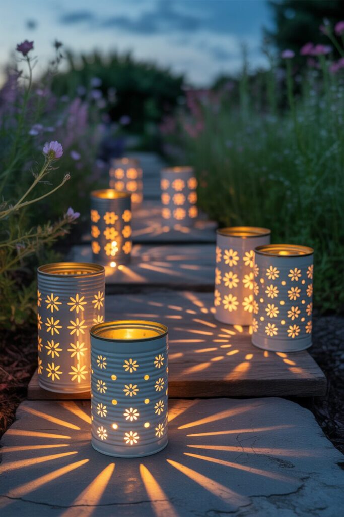 22. Make Tin Can Lanterns for Pathway Lighting