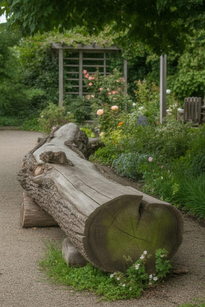 39. Use a Log as a Garden Bench