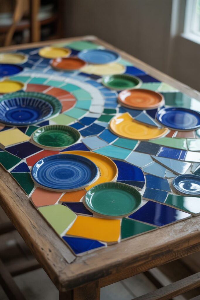 16. Make a Mosaic Tabletop from Broken Dishes